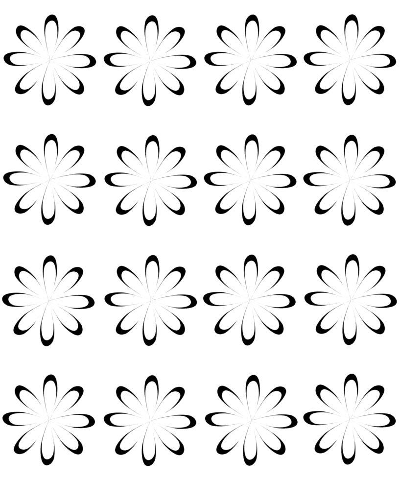 A black and white pattern with white flowers png