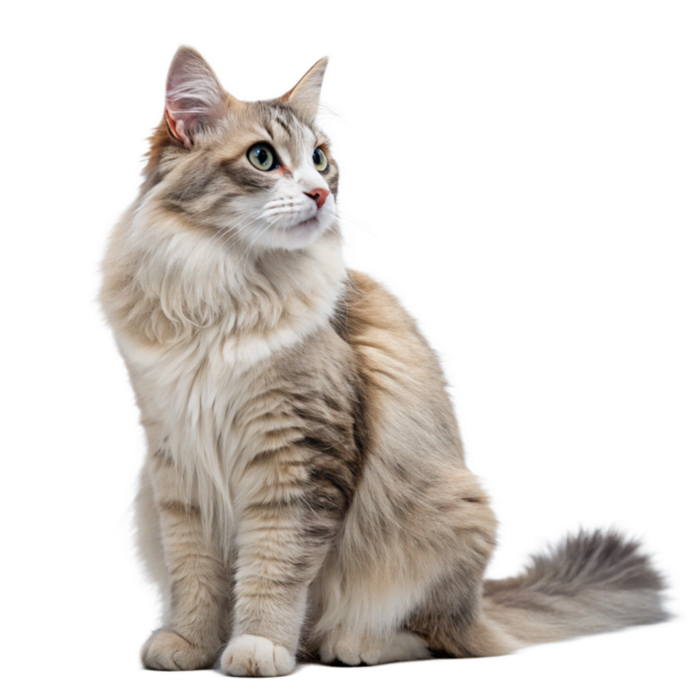 Cute Cat long haired Sitting Transparent background image png