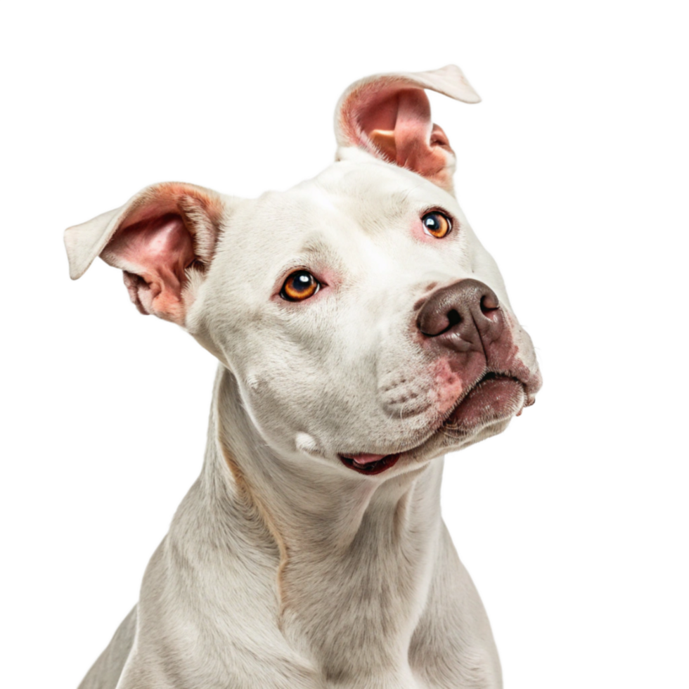 White Pit Bull Terrier isolated on transparent background png