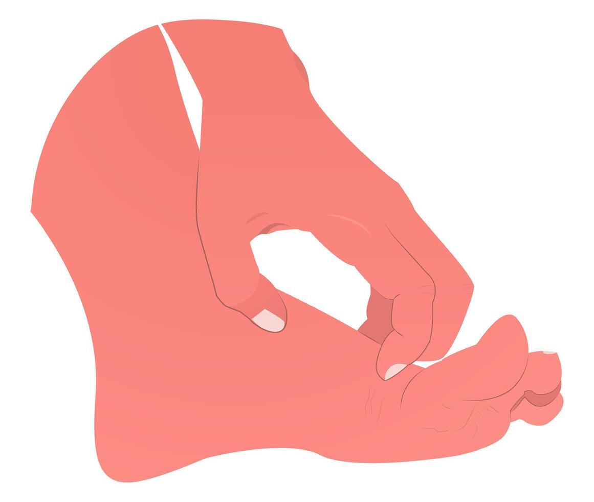illustration of a hand scratching a leg, This design is ideal for use in projects related to healthcare, communication, or art. vector