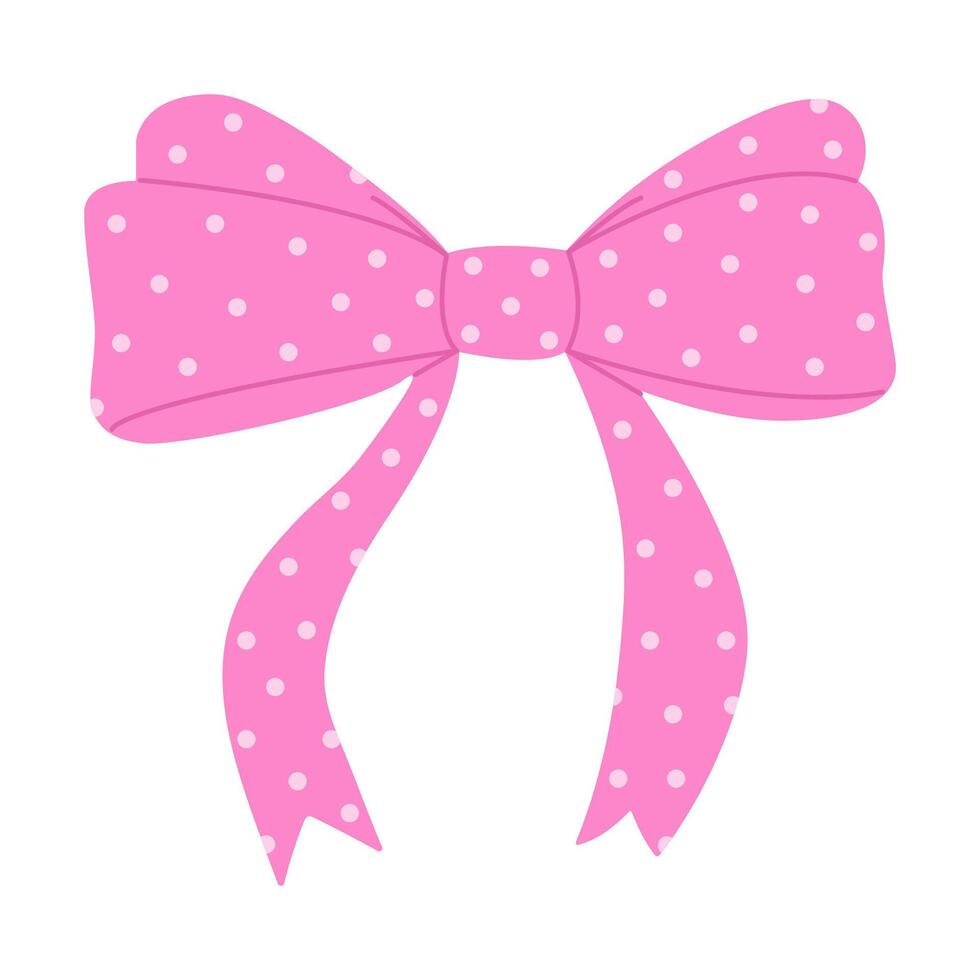 Pink bow coquette ribbon on white background vector