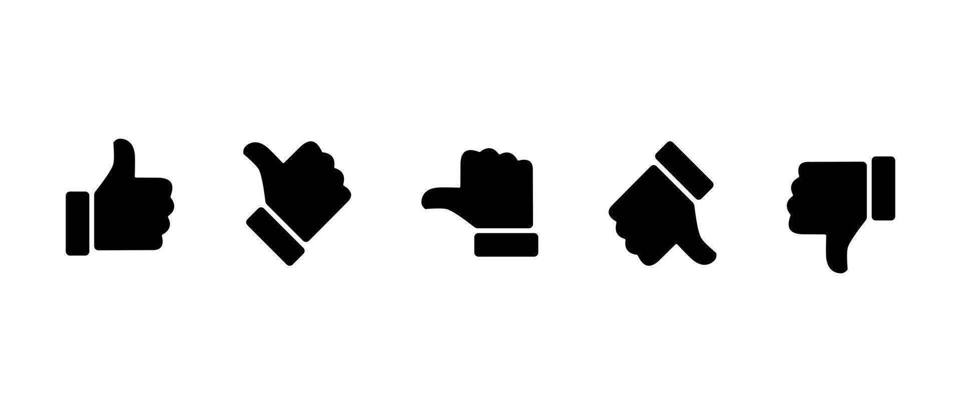 Rating and feedback scale with thumb symbol. Excellent, good, average, poor, bad review icon set vector