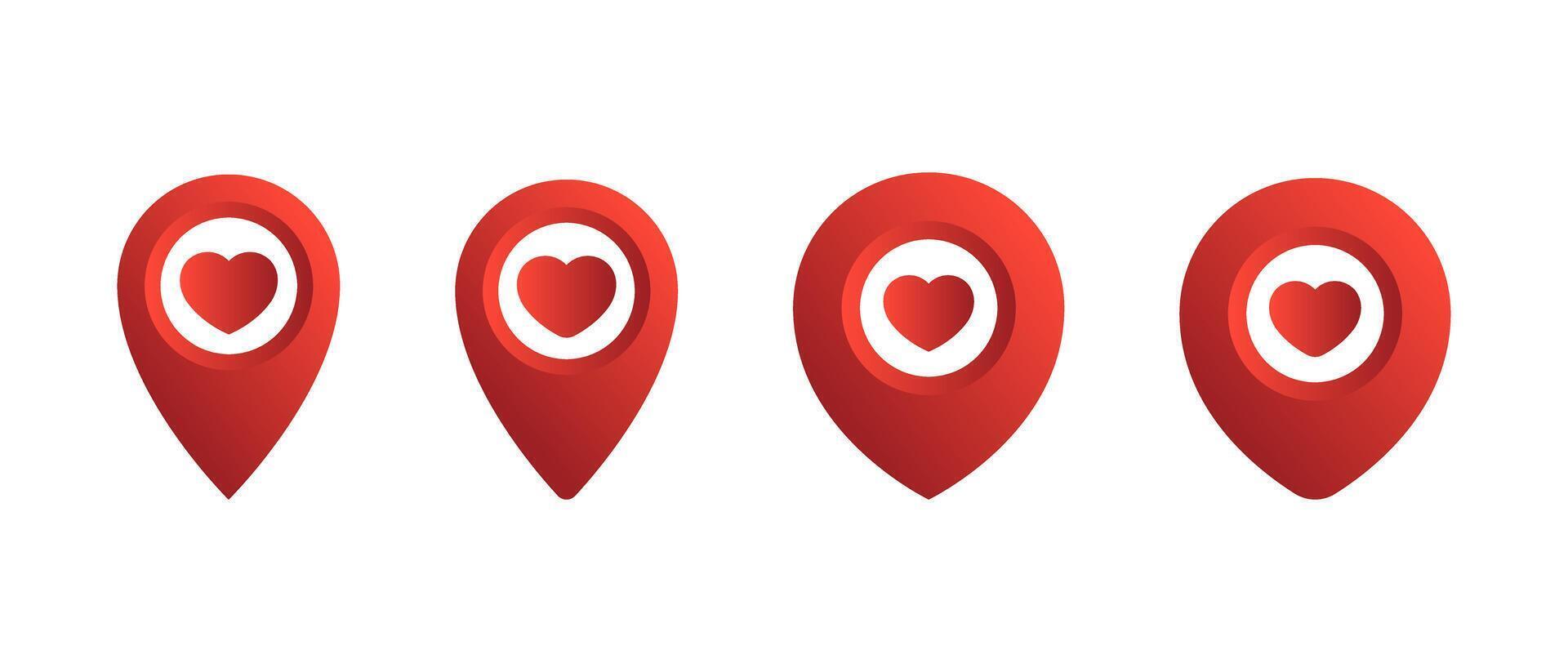 Heart map pointer icon in gradient style. Place marker with love sign symbol. Favorite location concept vector