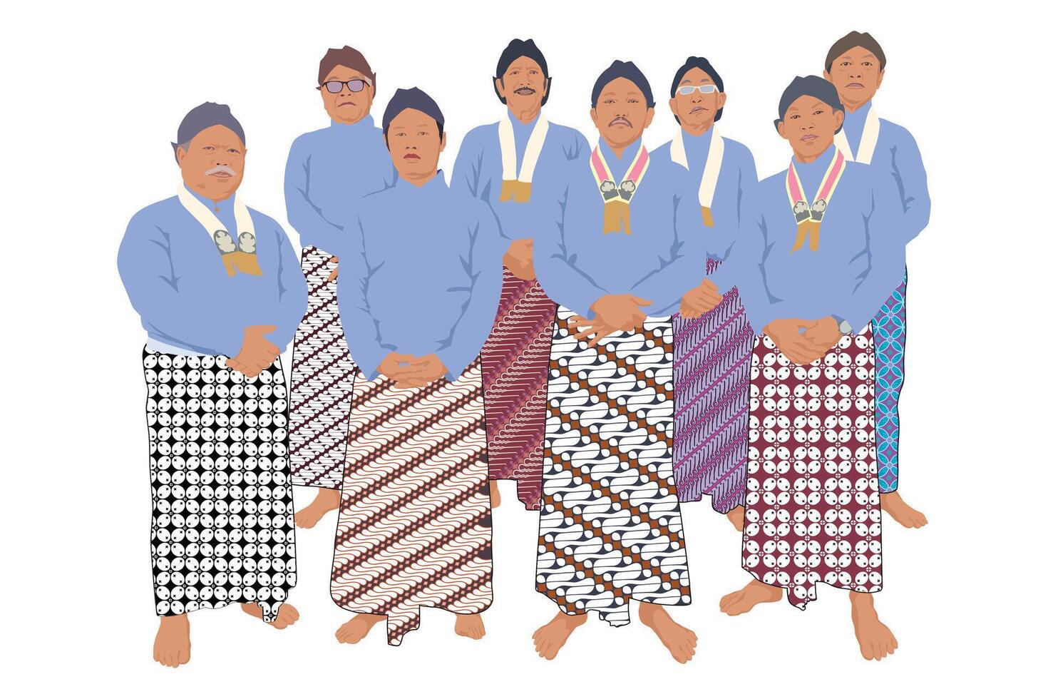 Abdi Dalem Kraton, servants of the palace Yogyakarta, illustration style. vector