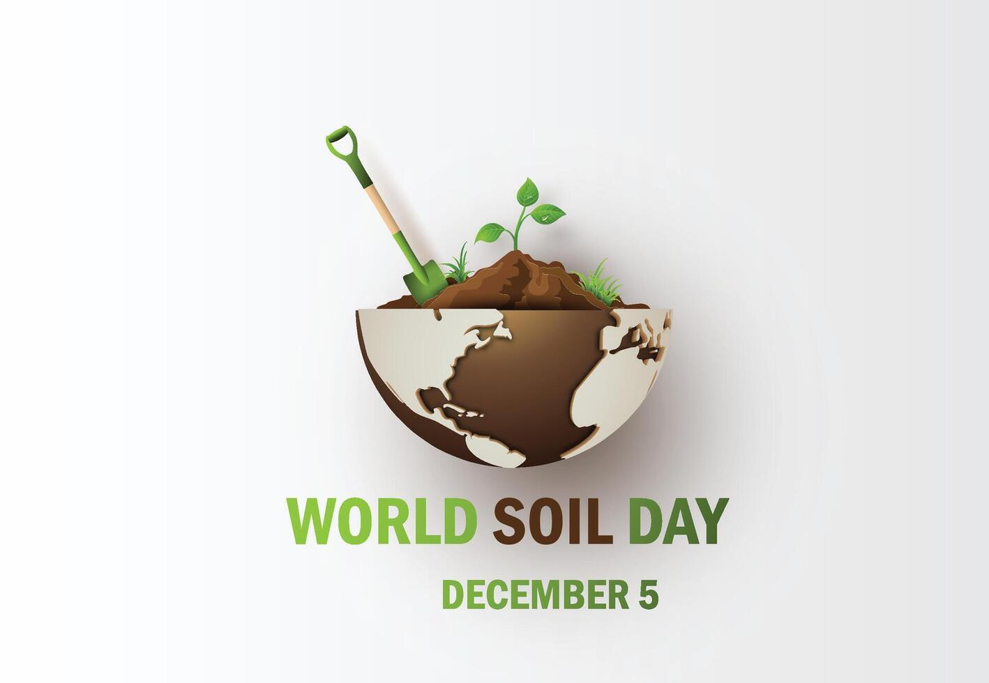 World Soil Day Eco Awareness Illustration with Earth, Plants, and Shovel vector