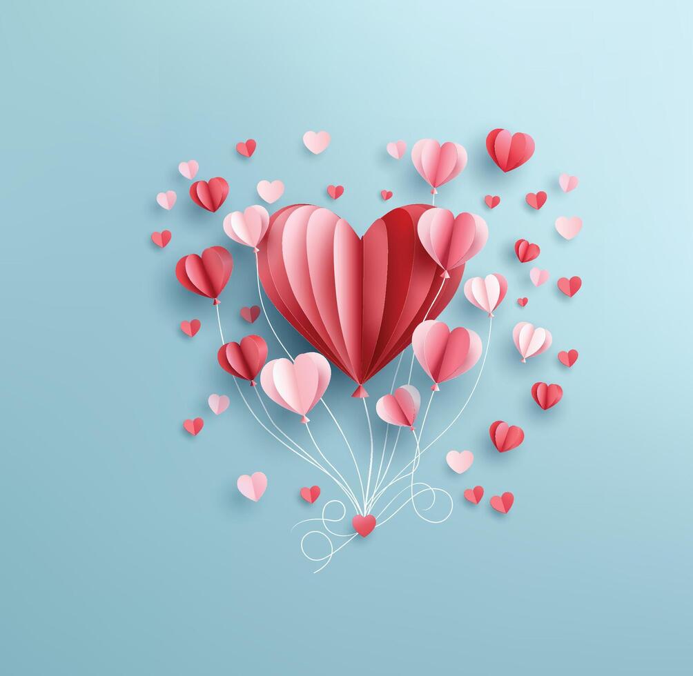 hot air balloon in a heart shape. vector