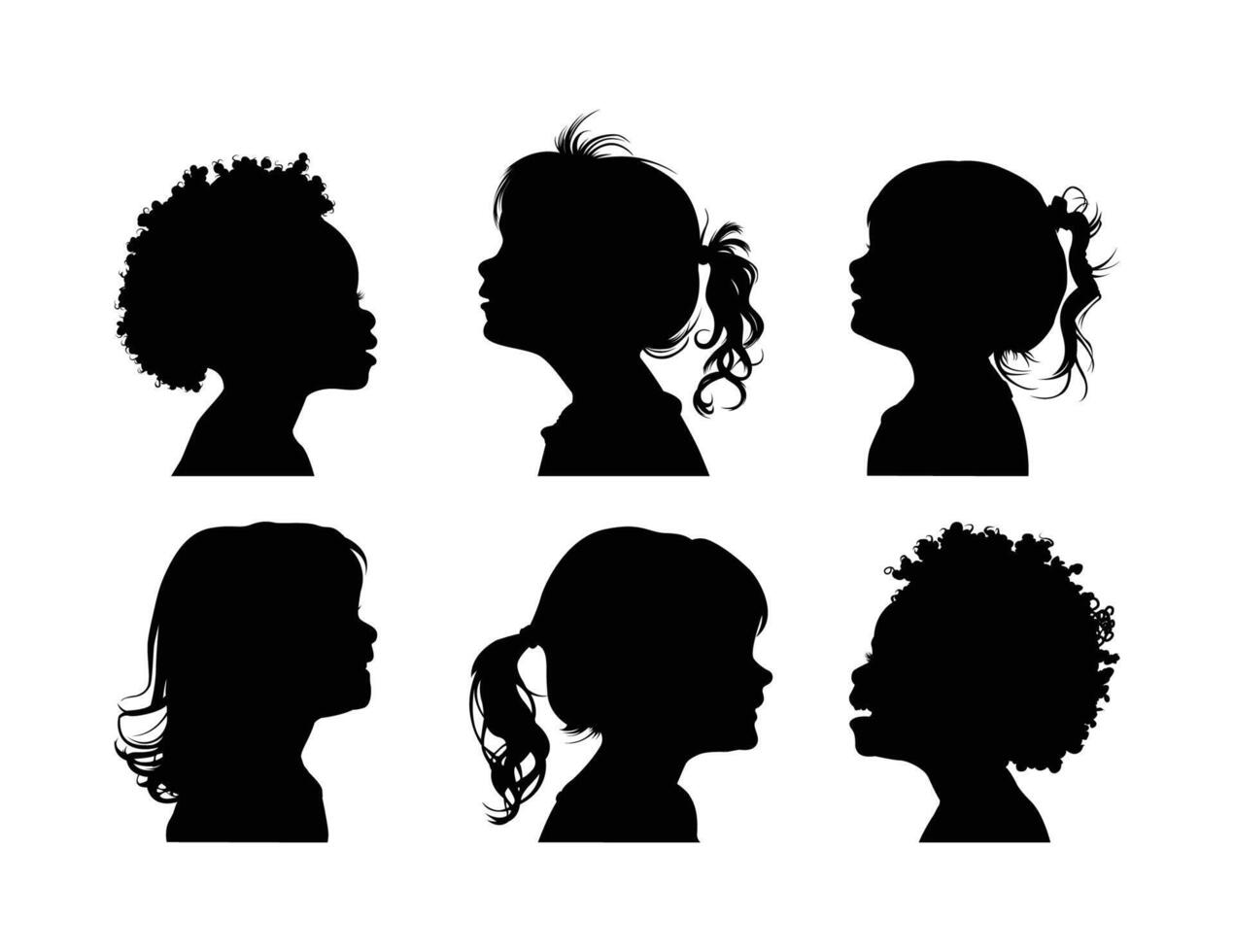 girls face profile,silhoutte. vector