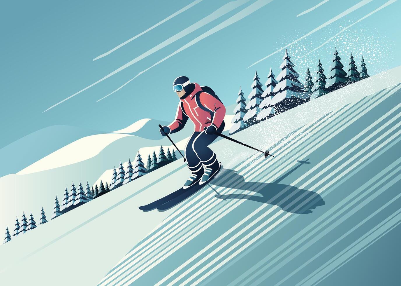 Skiing Adventure on a Snowy Slope vector