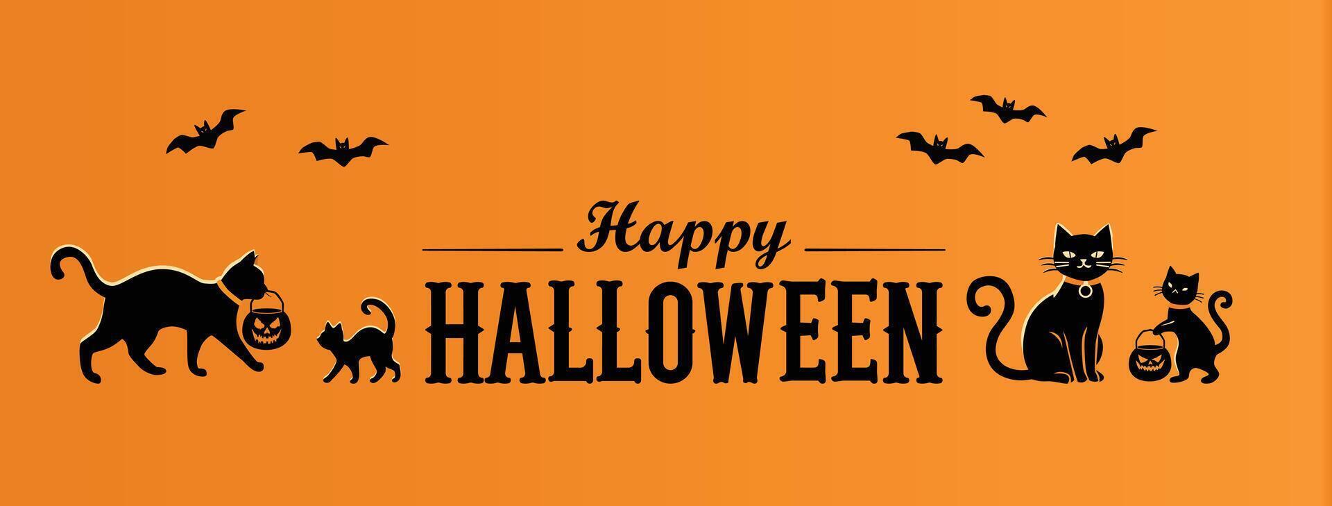 Halloween Cats and Bats vector