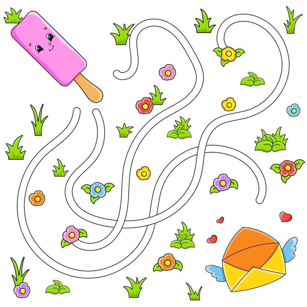 Funny maze for kids. Puzzle for children. cartoon character. Labyrinth conundrum. Find the right path. illustration. vector