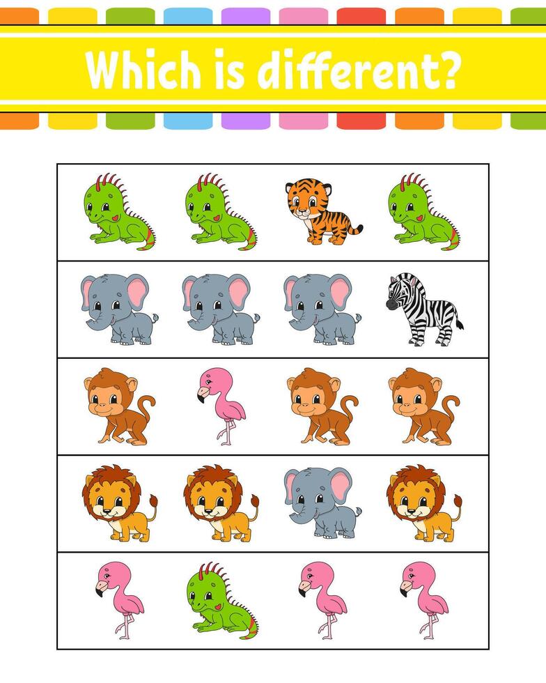 Which is different. Educational activity worksheet for kids and toddlers. Game for children. illustration. vector