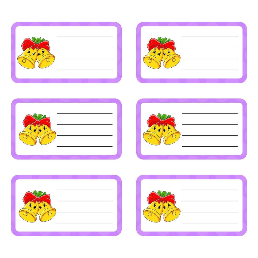 School labels for books and notebooks. Bright stickers. Rectangular label. illustration. vector