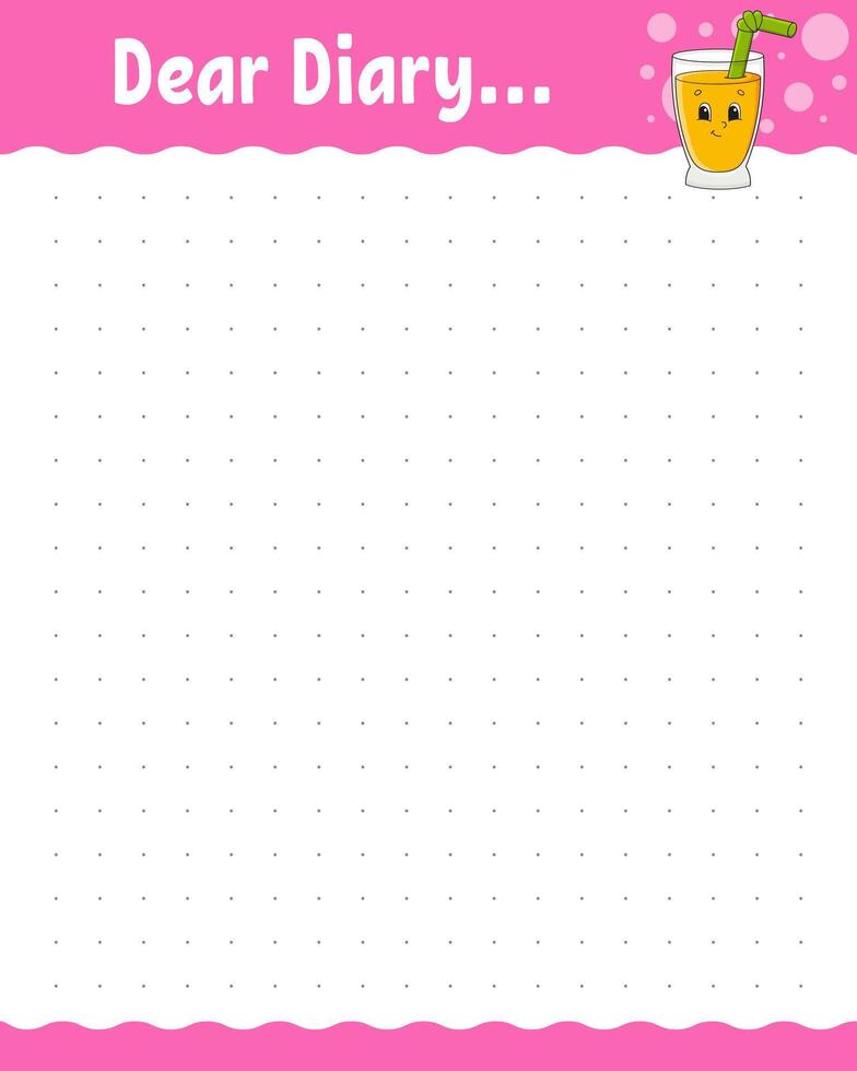 Lined sheet template. Handwriting paper. For diary, planner, checklist, wish list. With cute character. illustration. vector