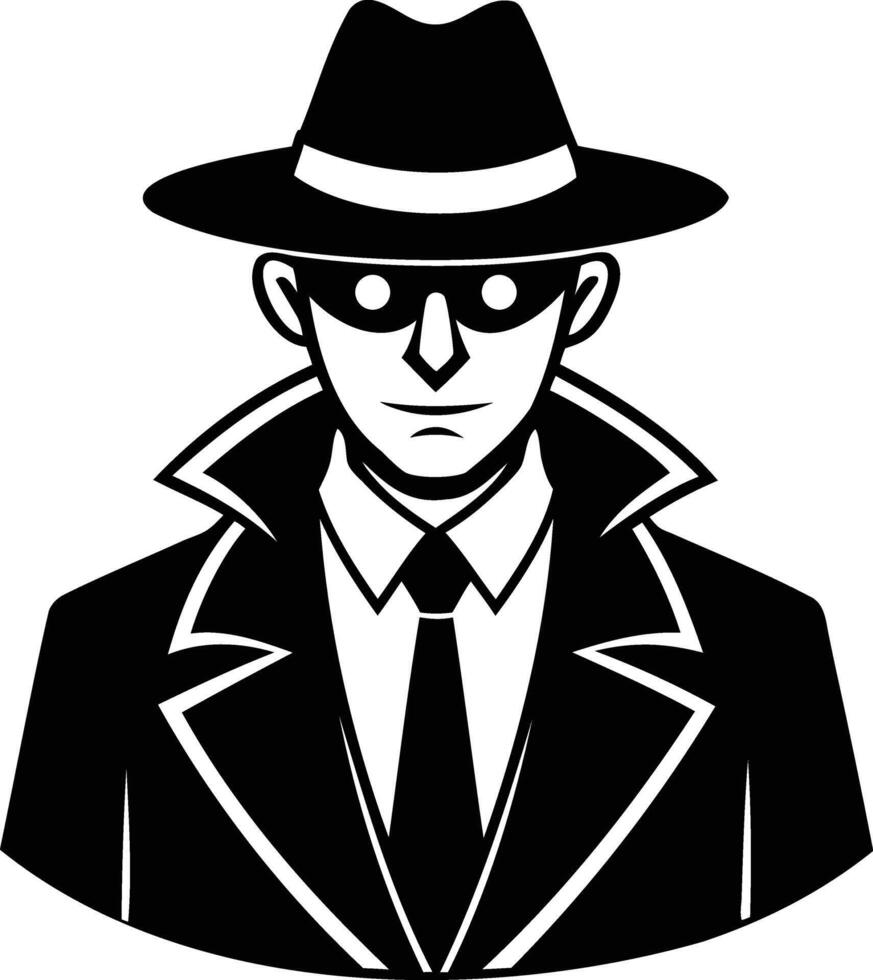 Detective Cartoon Silhouette The Shadow of Mystery and Investigation vector