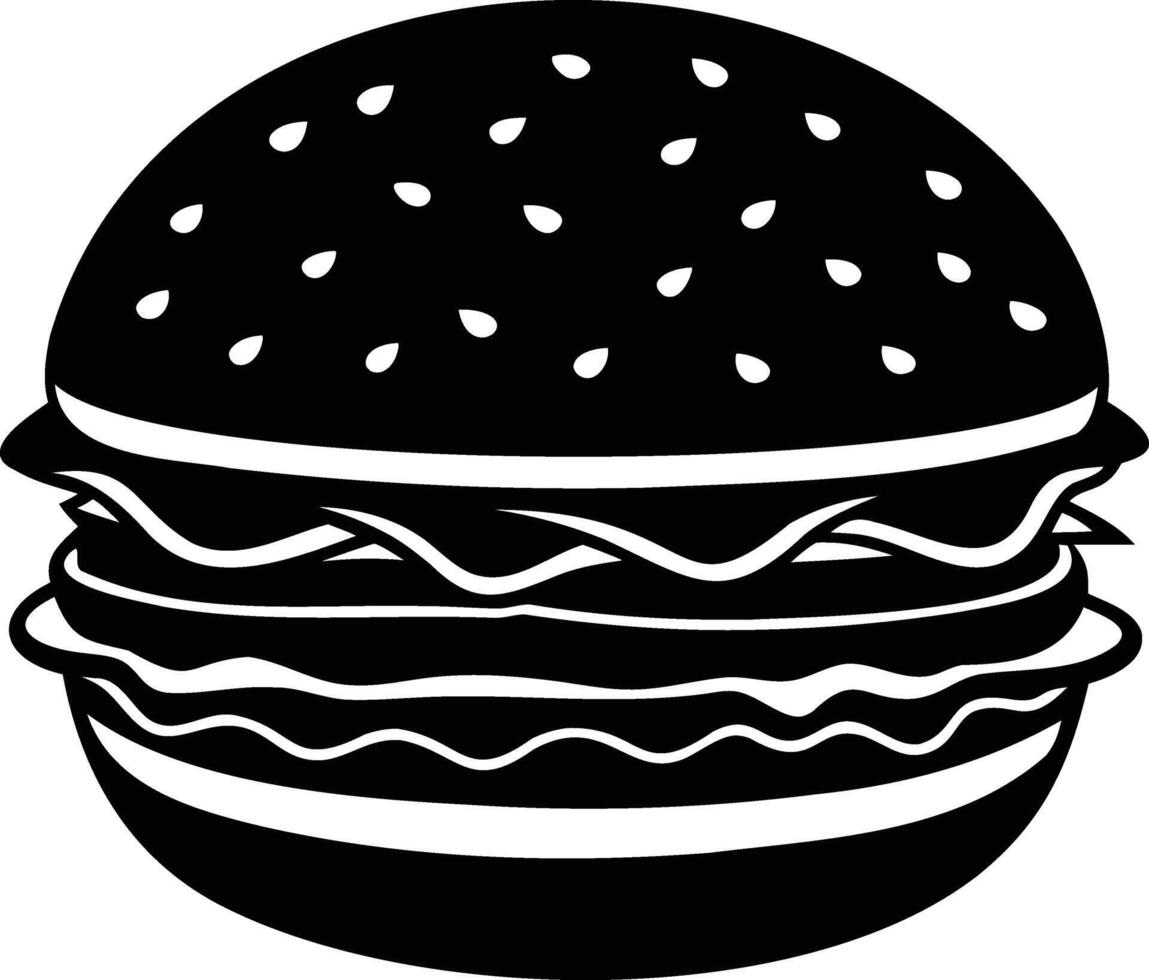 Burger Silhouette The Classic Icon of Flavor and Satisfaction vector
