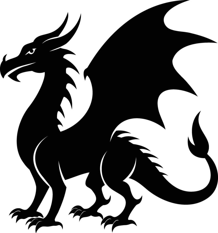 Dragon Silhouette Mystical Power and Grace in Shadows vector