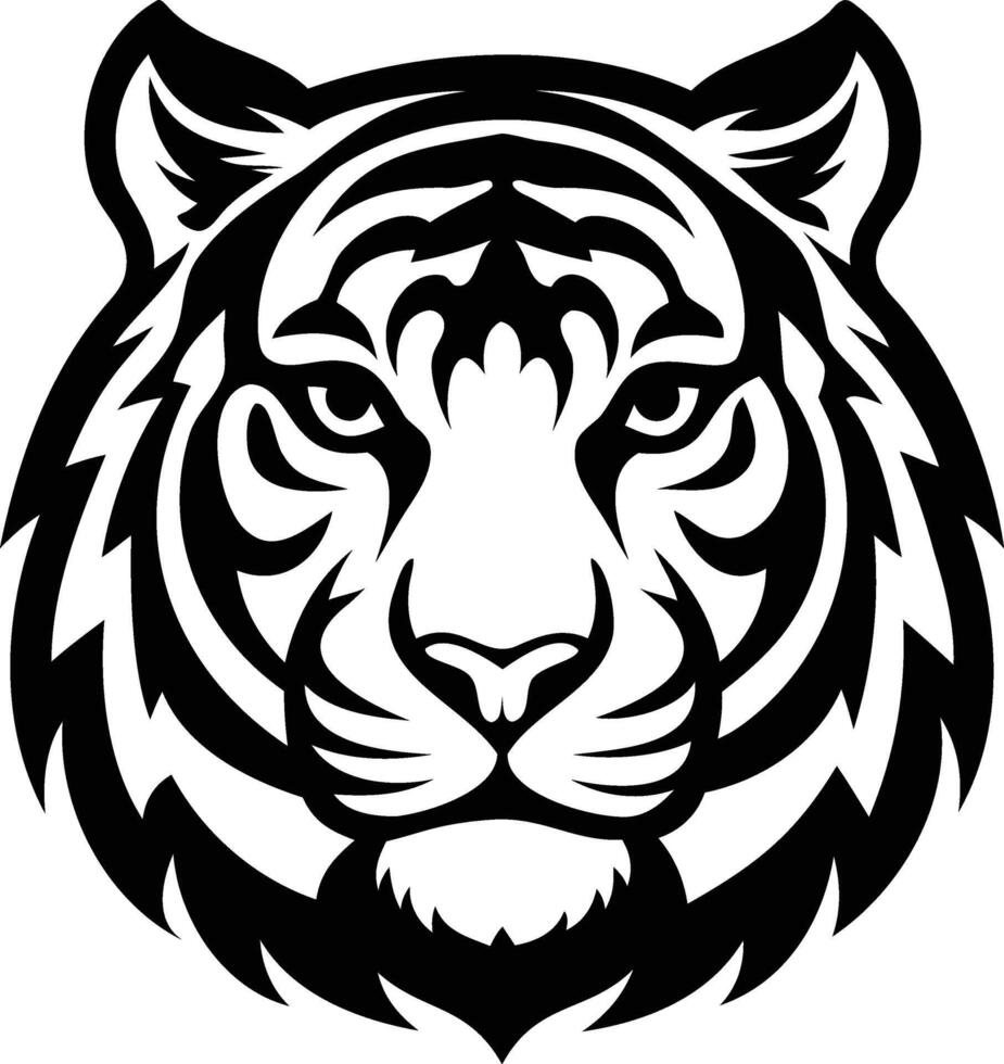 Tiger Head Silhouette The Fierce and Majestic King of the Jungle vector