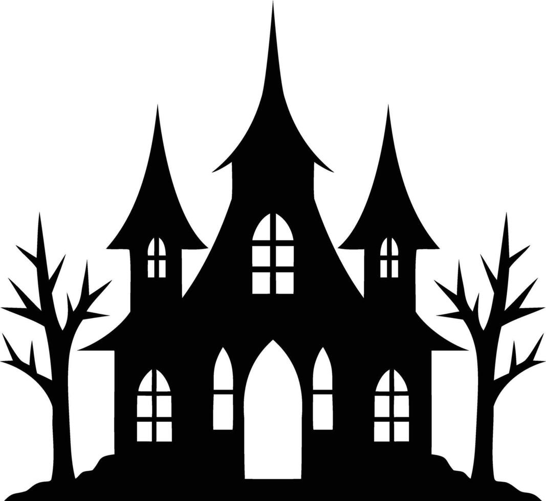 Gothic House Silhouette Eerie Elegance in Architectural Shadows vector