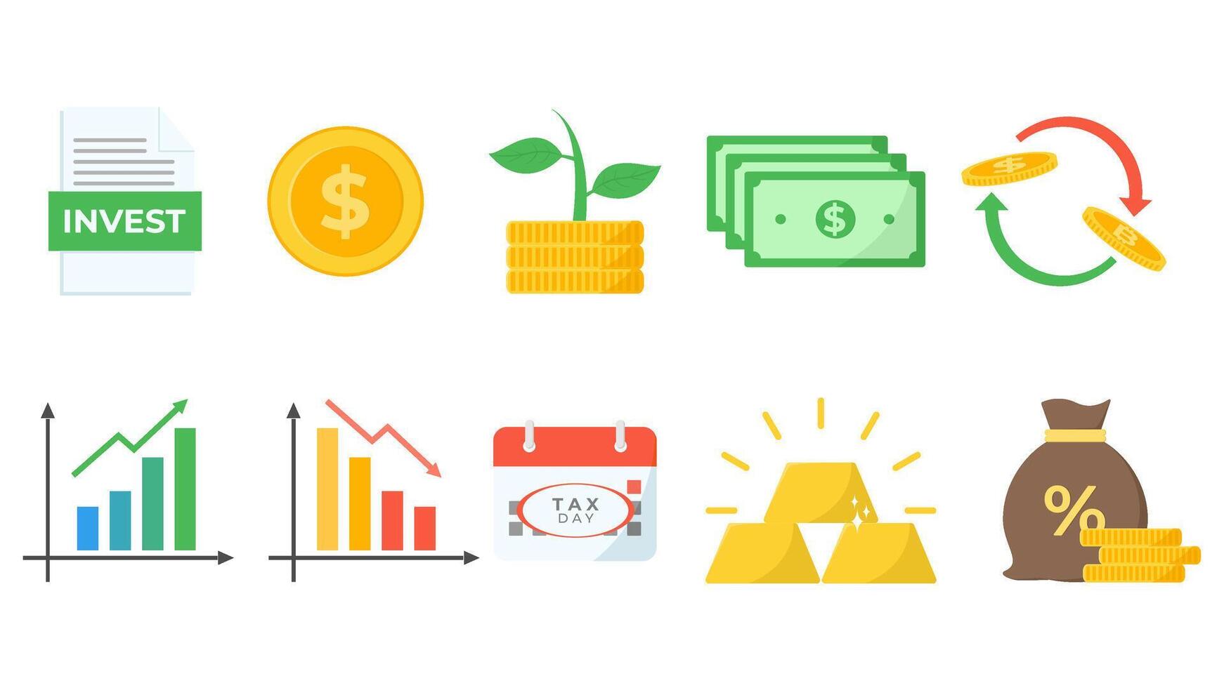various icons of money and finance vector