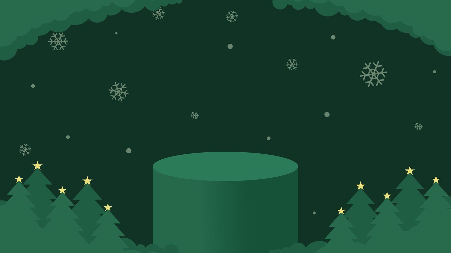 a green background with trees and snowflakes vector