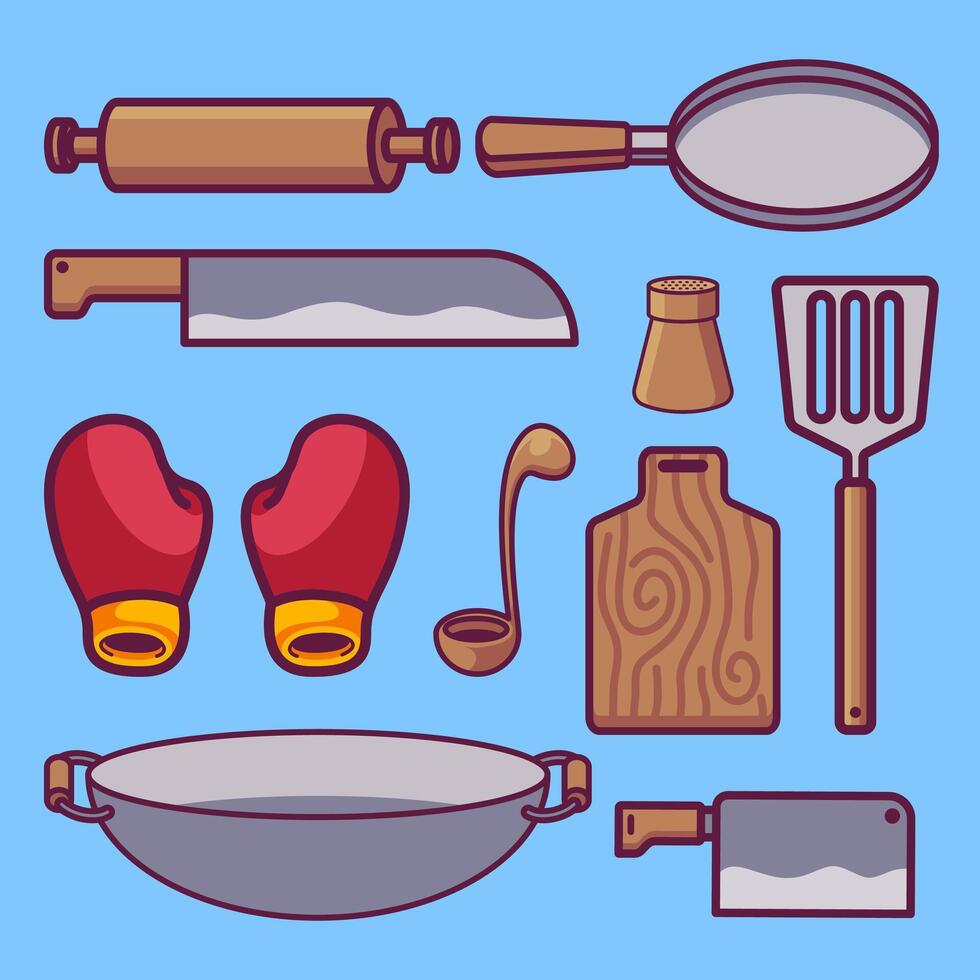 Set of kitchenware and utensils hand drawn illustrations vector
