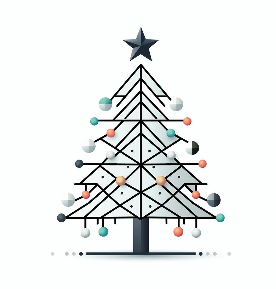Minimalist Geometric Christmas Tree Design vector