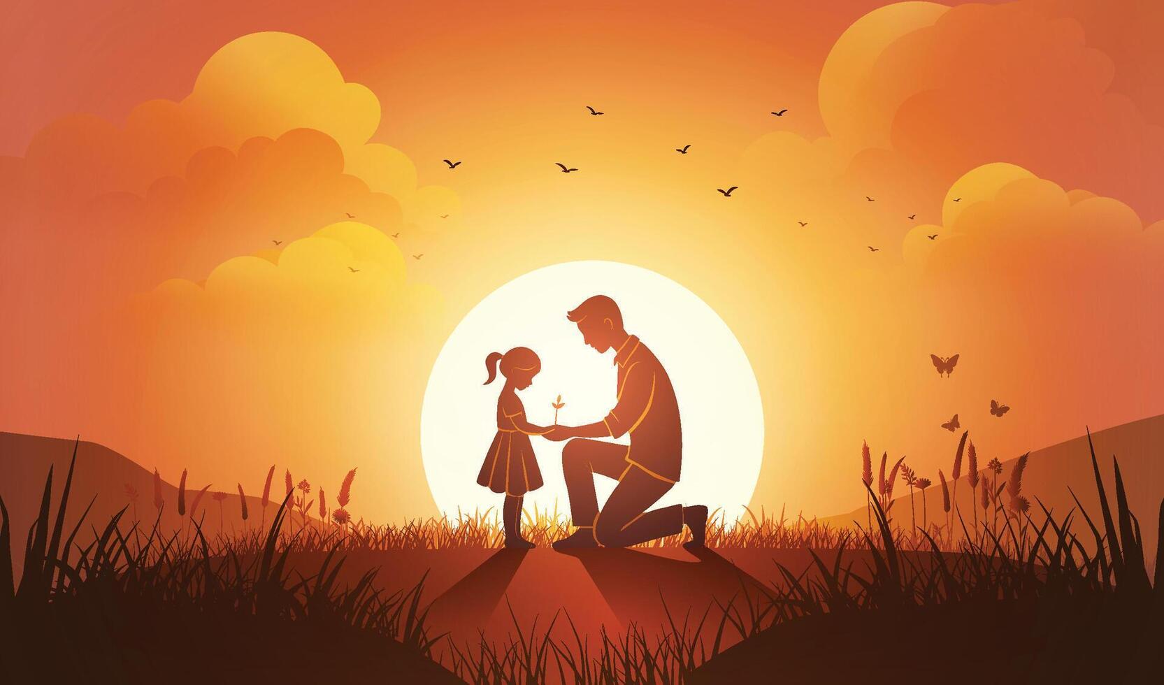 Nurturing Growth i litle girl. vector