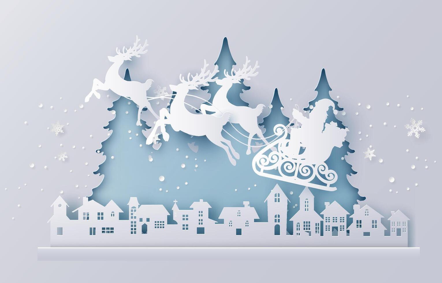 Illustration of Santa Claus on the sky coming to City vector