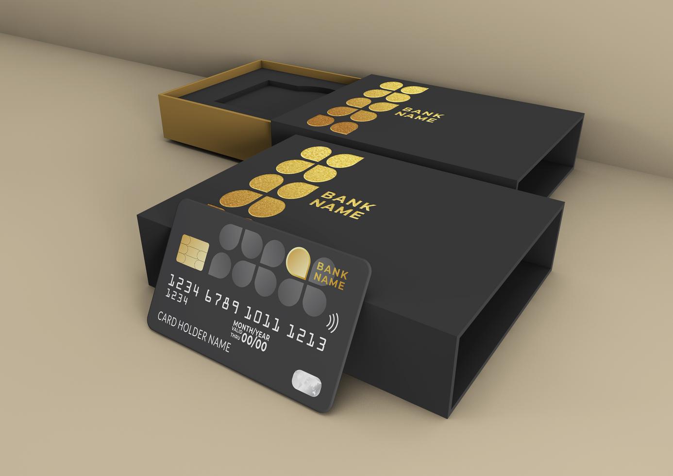 credit card box holder mockup psd