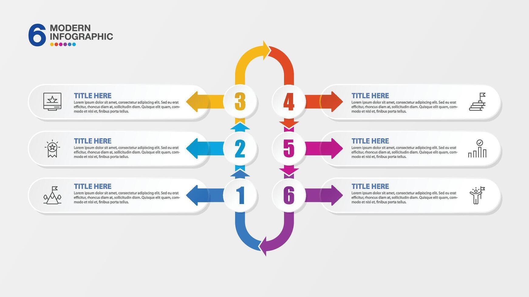Infographic 6 steps and business icons for presentation vector