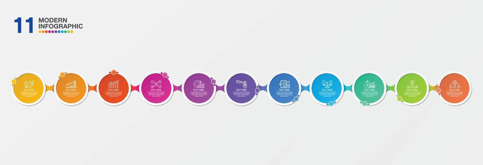 Infographic process design with icons and 11 options. vector