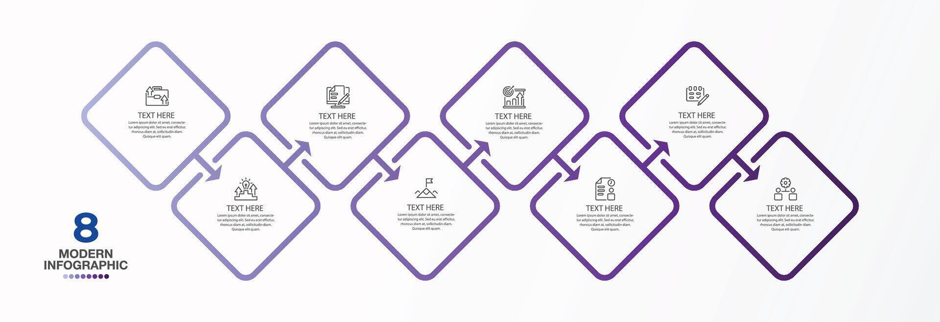 Infographic process design with icons and 8 options or steps. vector