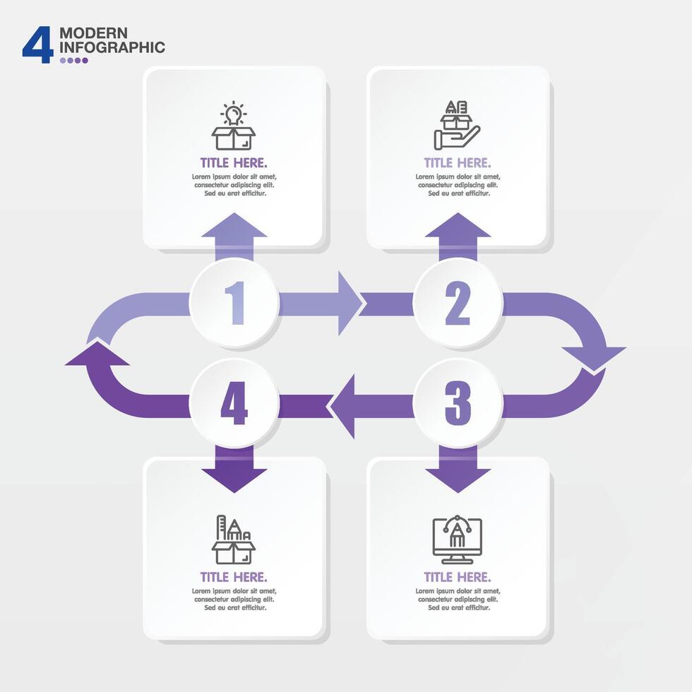 Infographic with 4 steps and business icons for presentation. vector