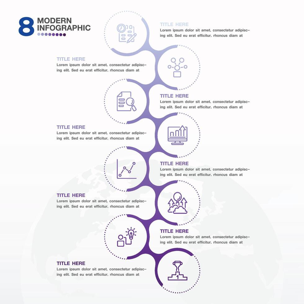 Infographic process design with icons and 8 options or steps. vector