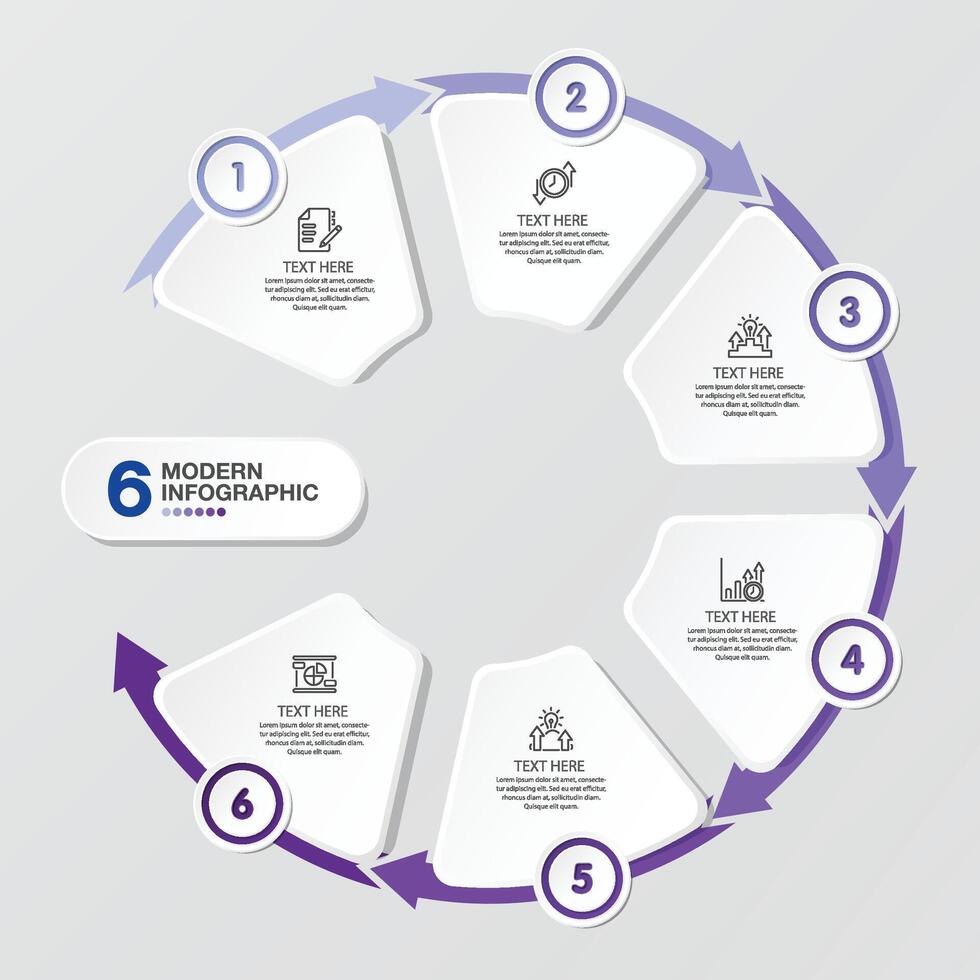 Infographic with 6 steps, process or options. vector
