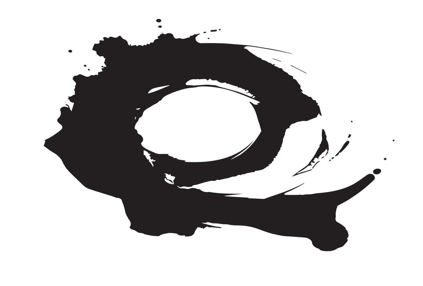 A black and white logo of a black and white ink splat vector