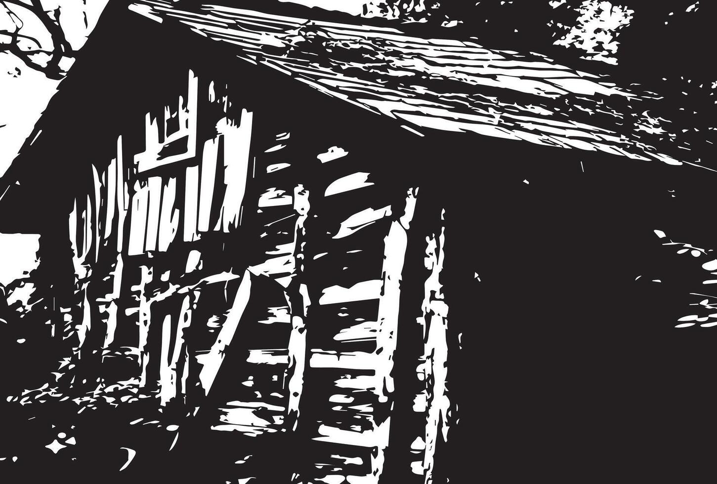 An old wooden house in black and white vector