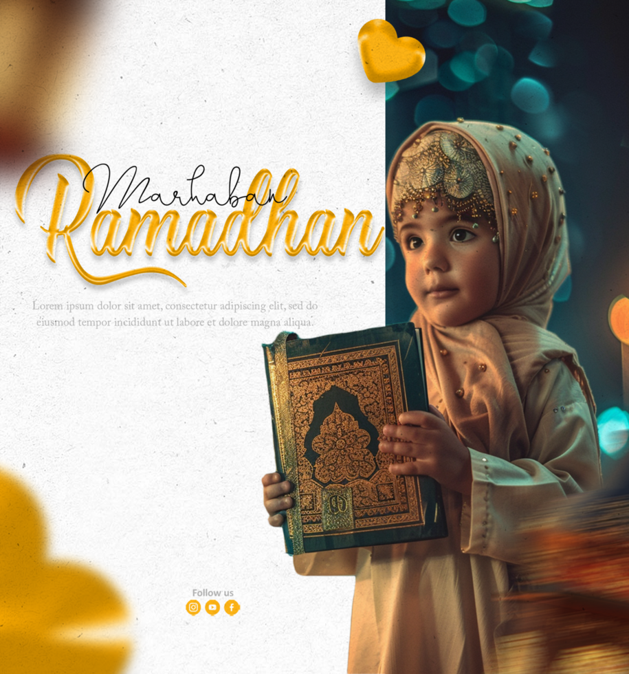 Ramadan poster template and ramadan media social post template psd