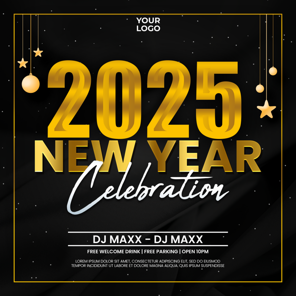 Happy New Year Background Design and Social Media Post Template psd