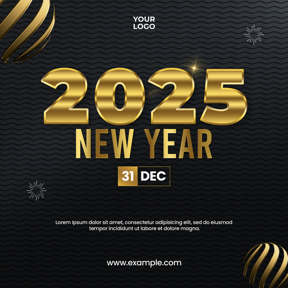 Happy New Year Background Design or Social Media Post Template psd