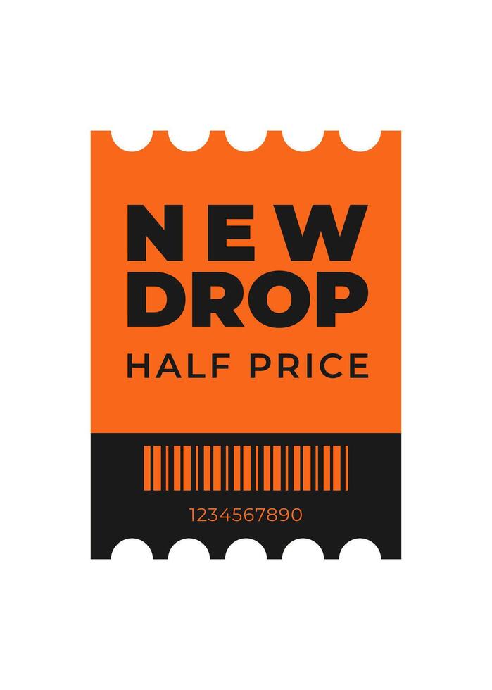 Discount coupon template with sale text. Concept voucher for special offer, promotion, announcement, advertising. Black,orange illustration on transparent background vector