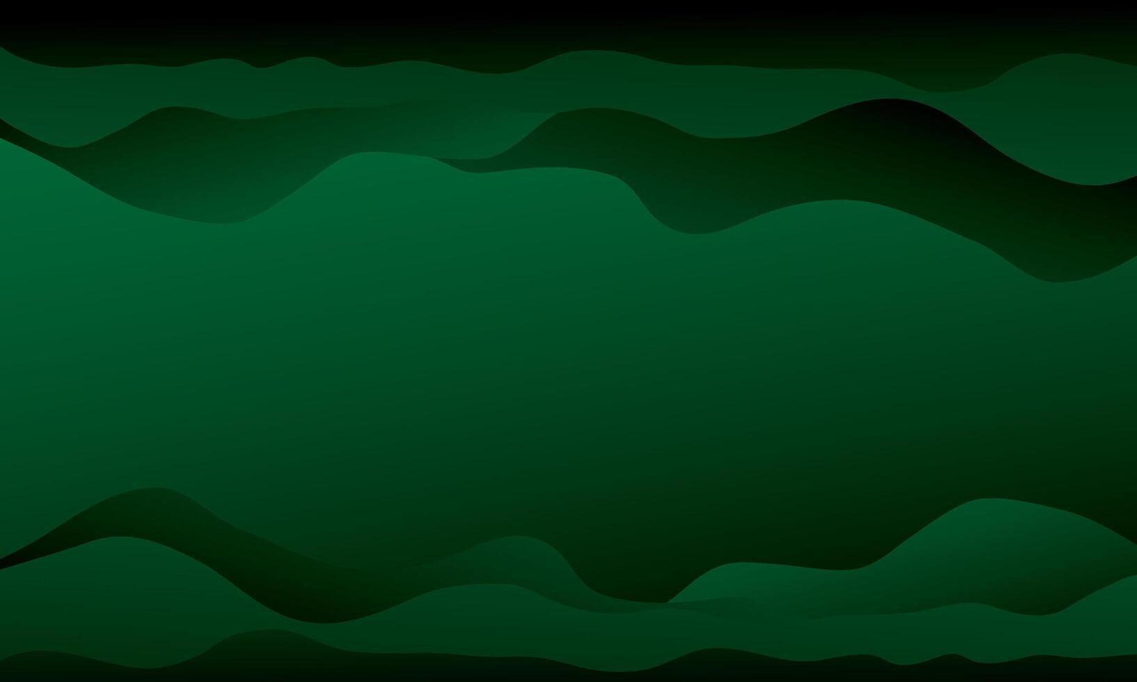 Dark green wave abstract background vector