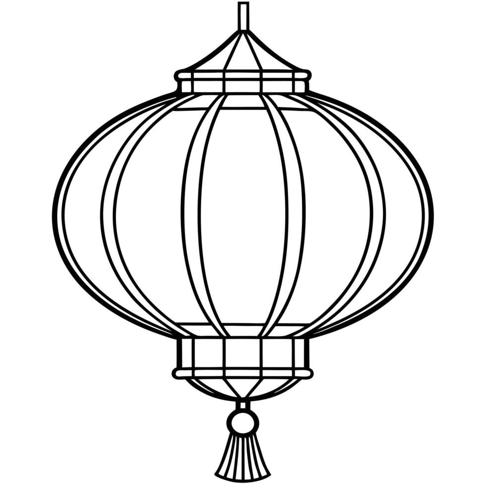 Chinese Lantern Festival Line Art Illustration for Celebrations vector