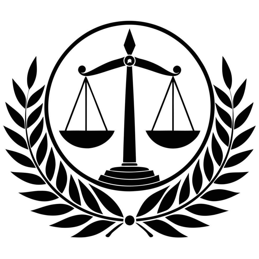 Modern Justice Emblem Design A Balance of Fairness, Victory, and Wisdom vector