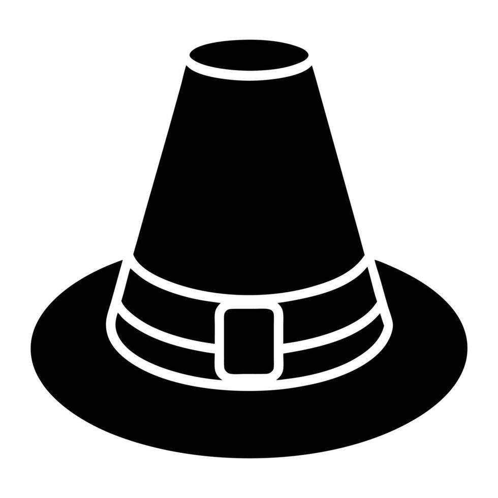 Design a Black Pilgrim Hat Icon in Style vector