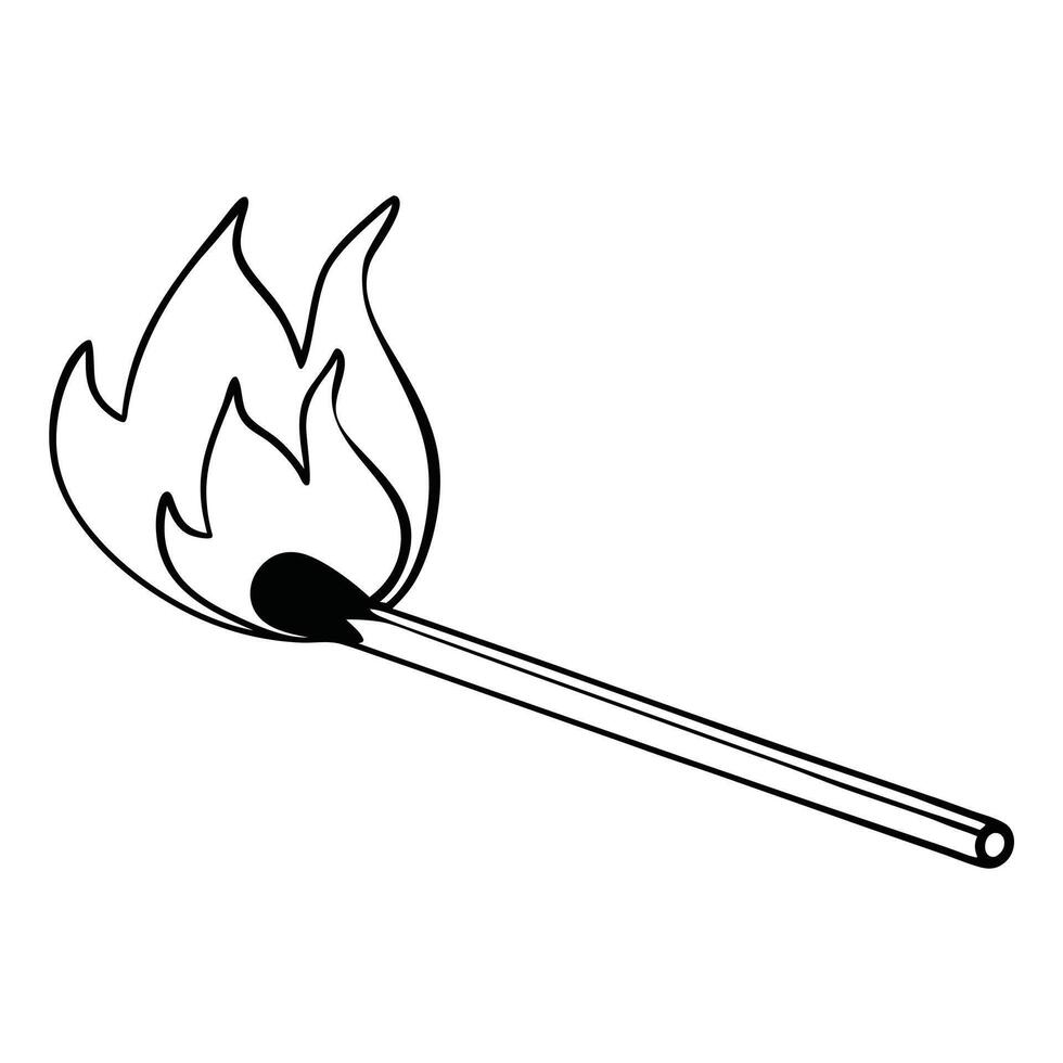 a match with fire in a minimalist style vector