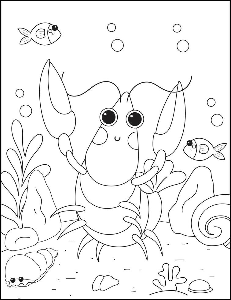 Ocean Animals Coloring Pages For Kids vector