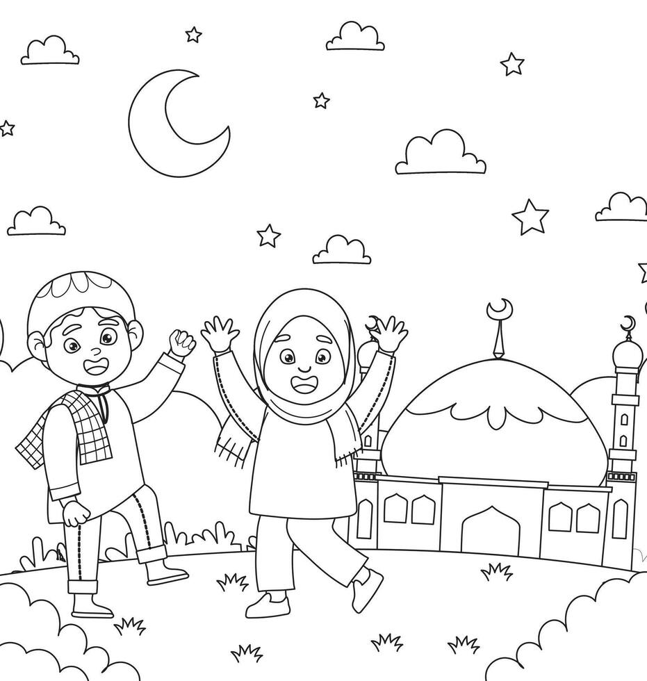 Ramadan Coloring Pages for coloring book vector