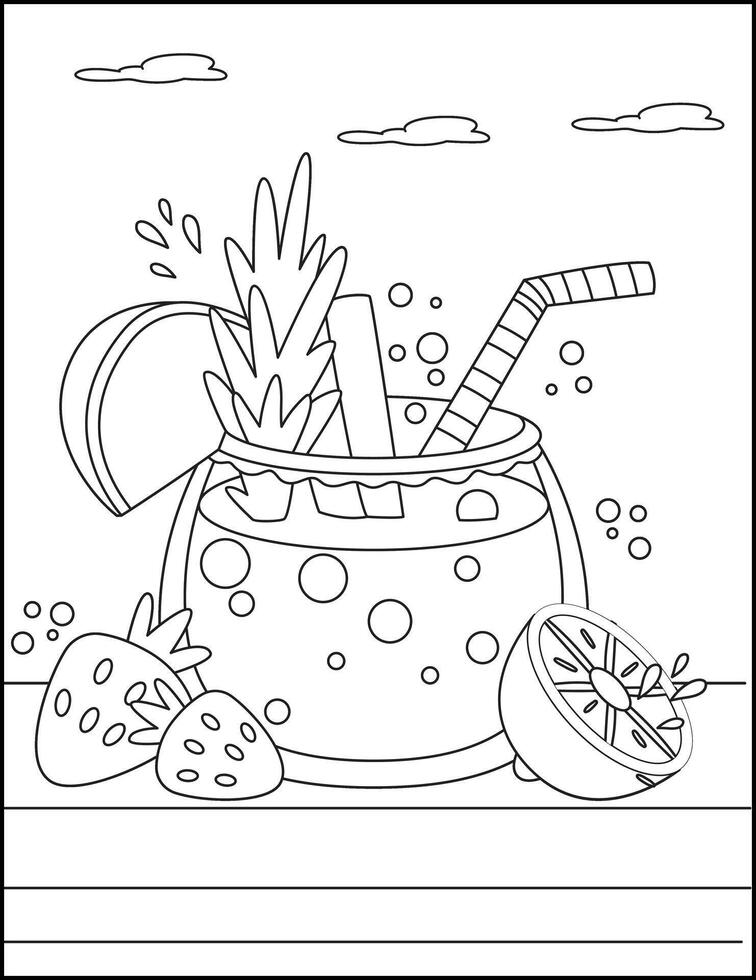 Summer coloring page For kids vector
