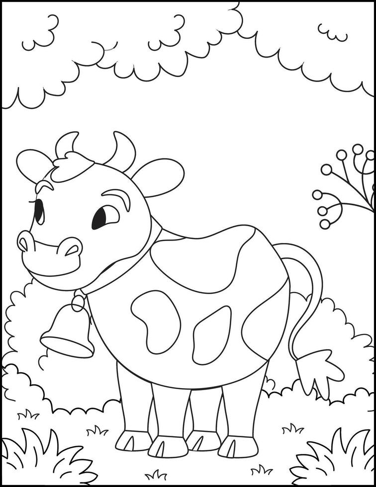 Cow coloring pages for kids illustration vector